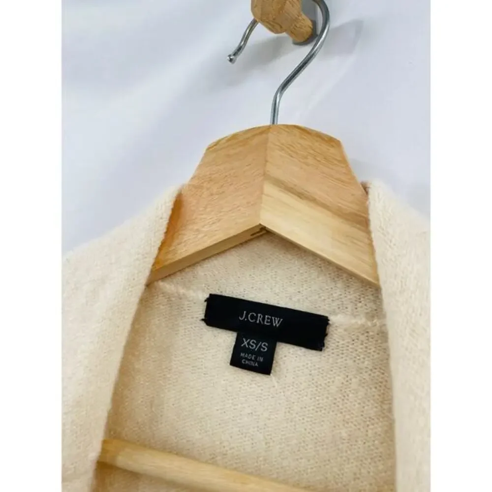 J. Crew Long sweater-coat cream‎ black stitch trim XS/S